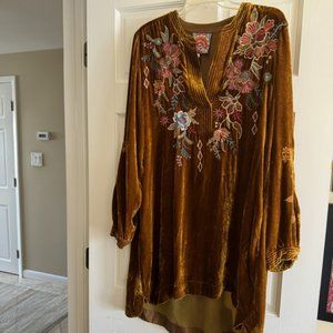 Johnny Was Velvet Embroidered Dress Size L